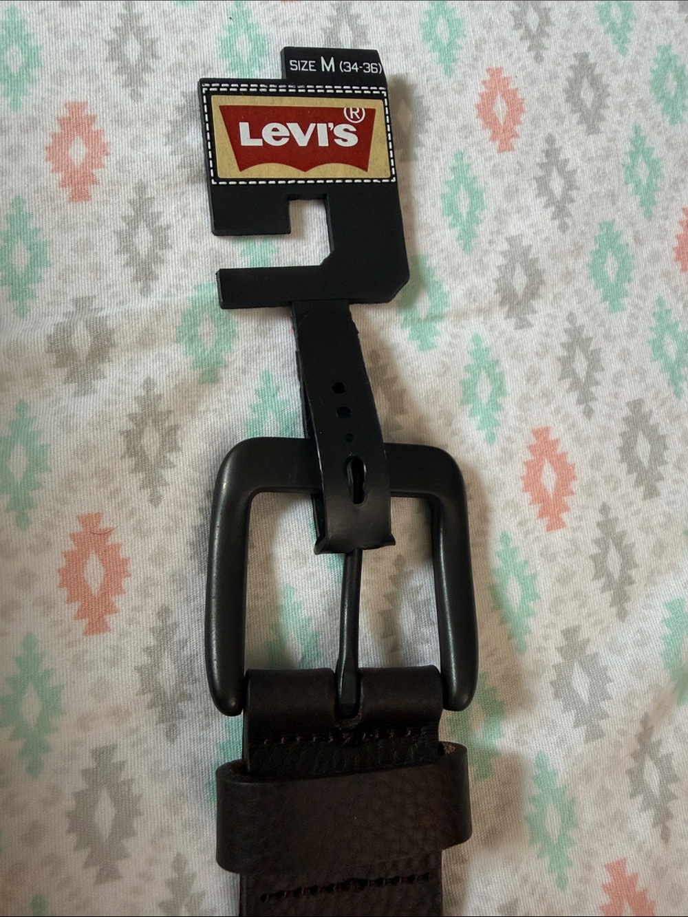 Levi's Dark Brown Leather Belt with Matte Black Buckle